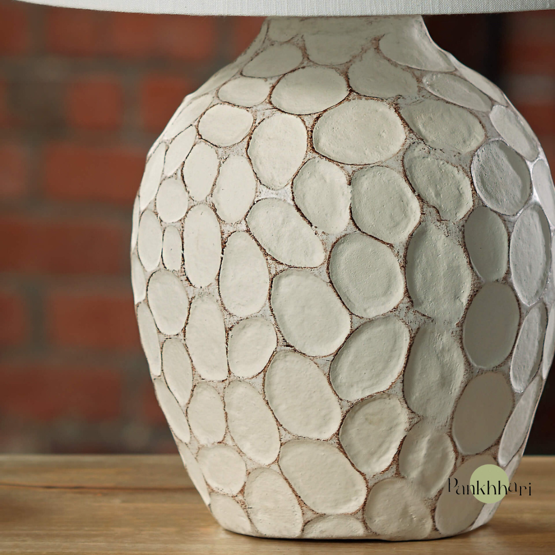 Pebble Pot Wooden Lamp with shade