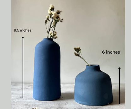 Persian Earthy Ceramic Vase -Blue Set of 2