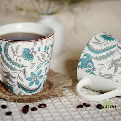 Blue Green Floral Mug