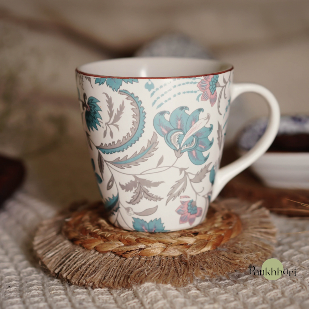 Blue Green Floral Mug