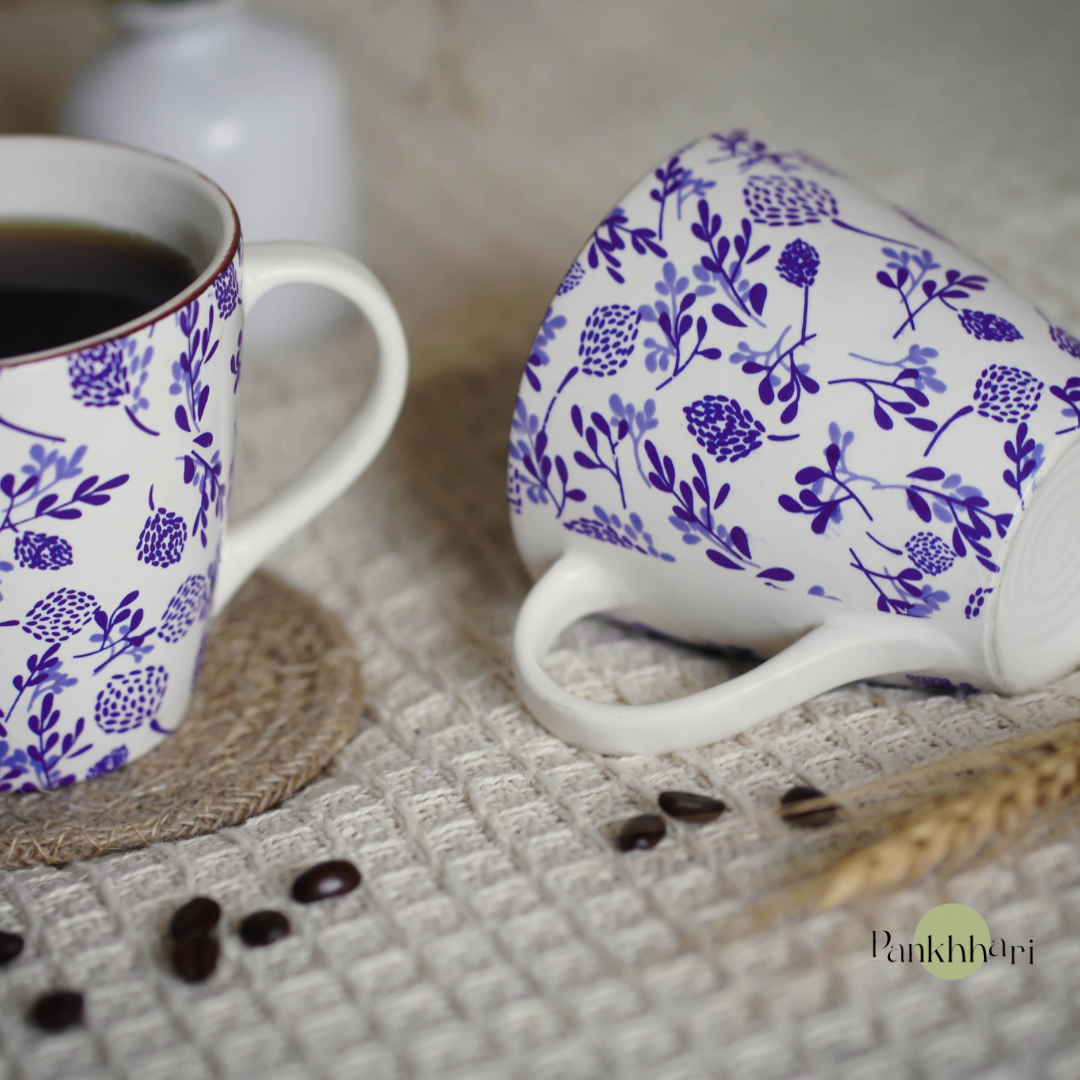 Handpainted Blue Floral Mug