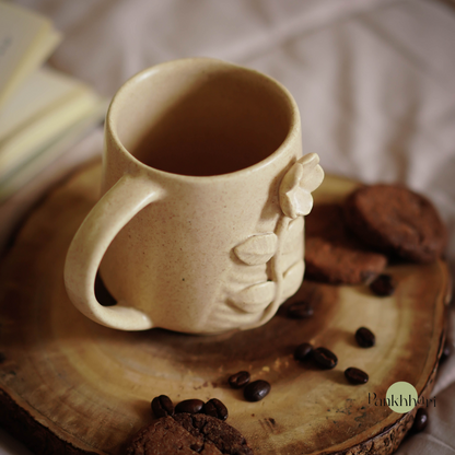 3D Beige Flower Mug