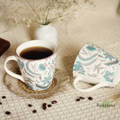 Blue Green Floral Mug