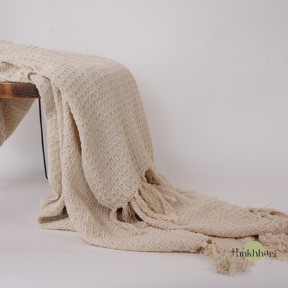 IVORY WAFFLE THROW