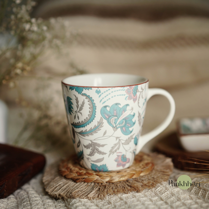 Blue Green Floral Mug