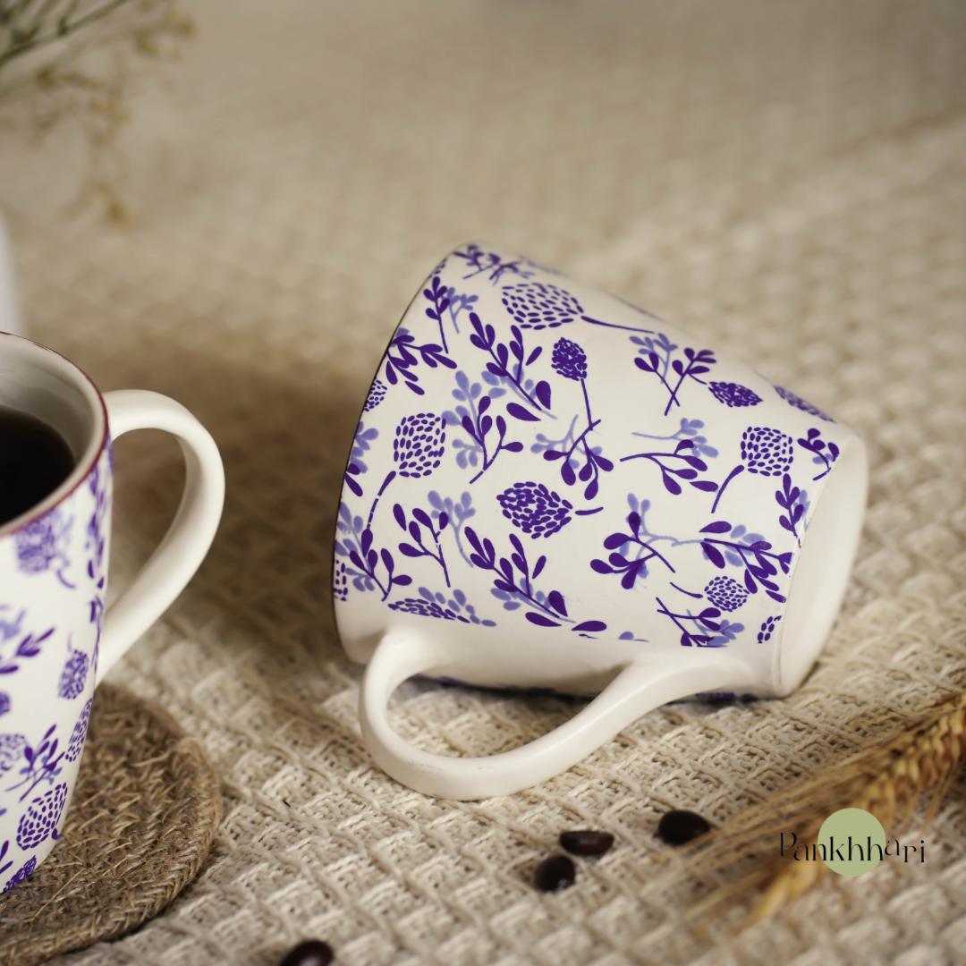 Handpainted Blue Floral Mug