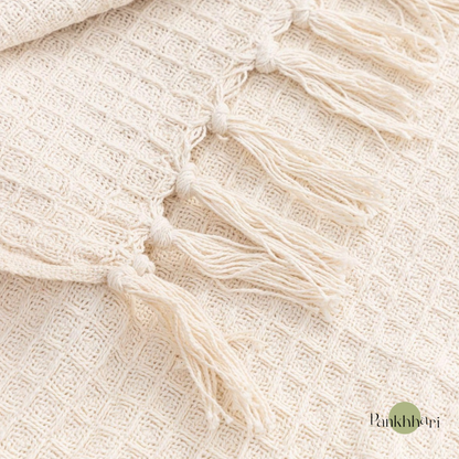 IVORY WAFFLE THROW