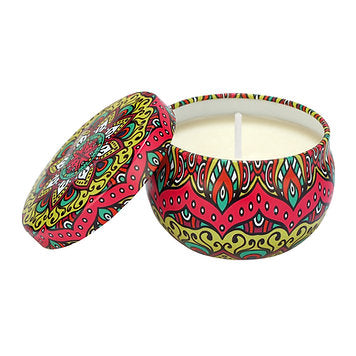 Boho Set of 4 Tin Candles (Multicolour)