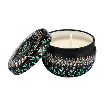 Boho Set of 4 Tin Candles (Multicolour)