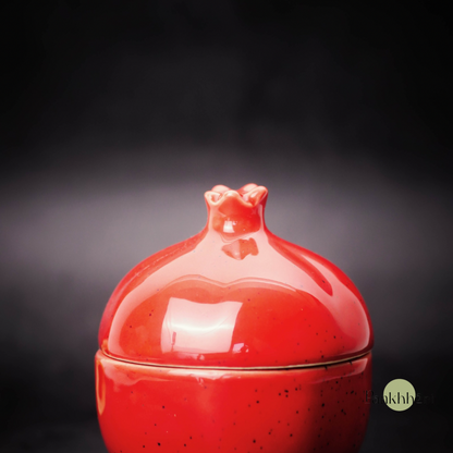 Red Pomegranate Ceramic Container